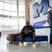 Michigan junior Tim Hardaway Jr. waits for the media to interview him after the welcome home party on Tuesday, April 9. AnnArbor.com I Daniel Brenner